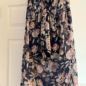 VENUS Navy and Pink Floral Maxi Dress